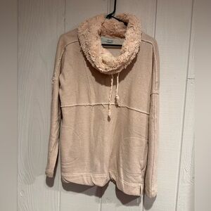 Maurices Tan Cowl Neck Faux Fur Sweater